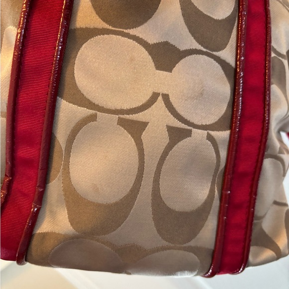 Coach Poppy 2012 Daisy Signature C F20101 Tan & Red Satchel/Crossbody BNOT - Picture 13 of 15